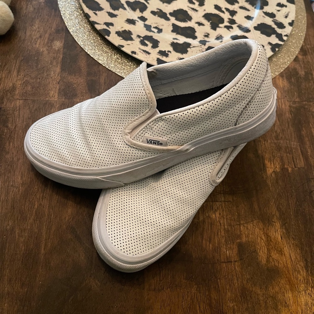 White leather VANS